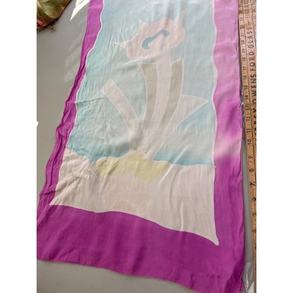 Vintage Floral Mid Print Shawl Silk Scarf Lightweight Neck Wrap Bandana Fashion - Picture 3 of 6